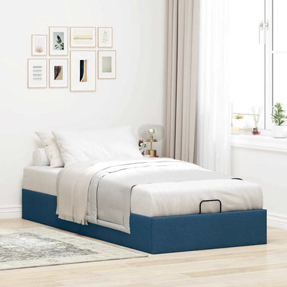 Struttura Letto Pouf senza Materasso Blu 90x200 cm in Tessuto
