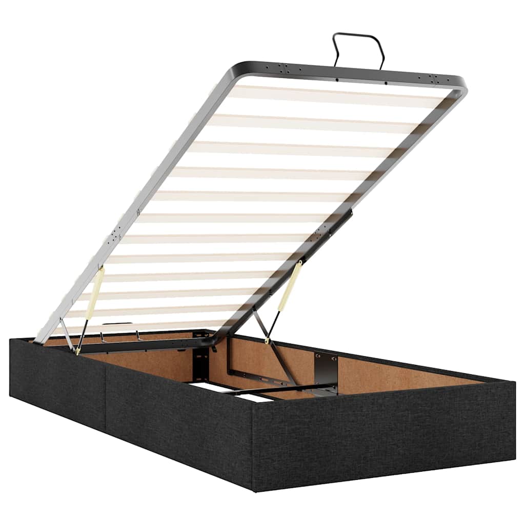 Struttura Letto Pouf senza Materasso Nero 100x200 cm in Tessuto