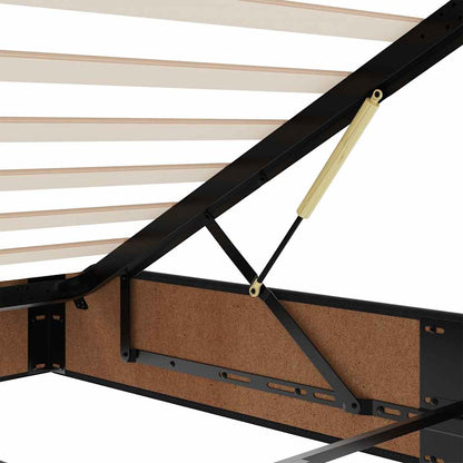 Struttura Letto Pouf senza Materasso Nero 100x200 cm in Tessuto