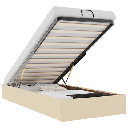 Struttura Letto Pouf senza Materasso Crema 100x200 cm Tessuto