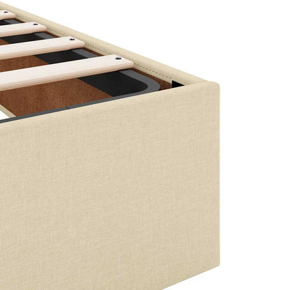 Struttura Letto Pouf senza Materasso Crema 100x200 cm Tessuto