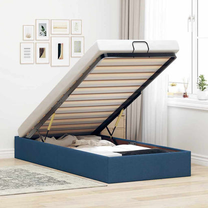 Struttura Letto Pouf senza Materasso Blu 100x200 cm in Tessuto