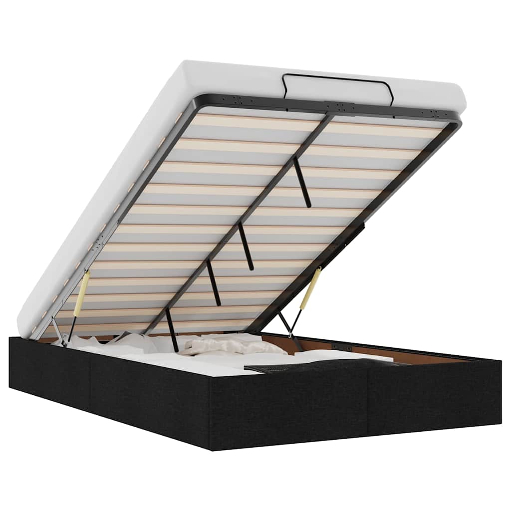 Struttura Letto Pouf senza Materasso Nero 120x190 cm in Tessuto