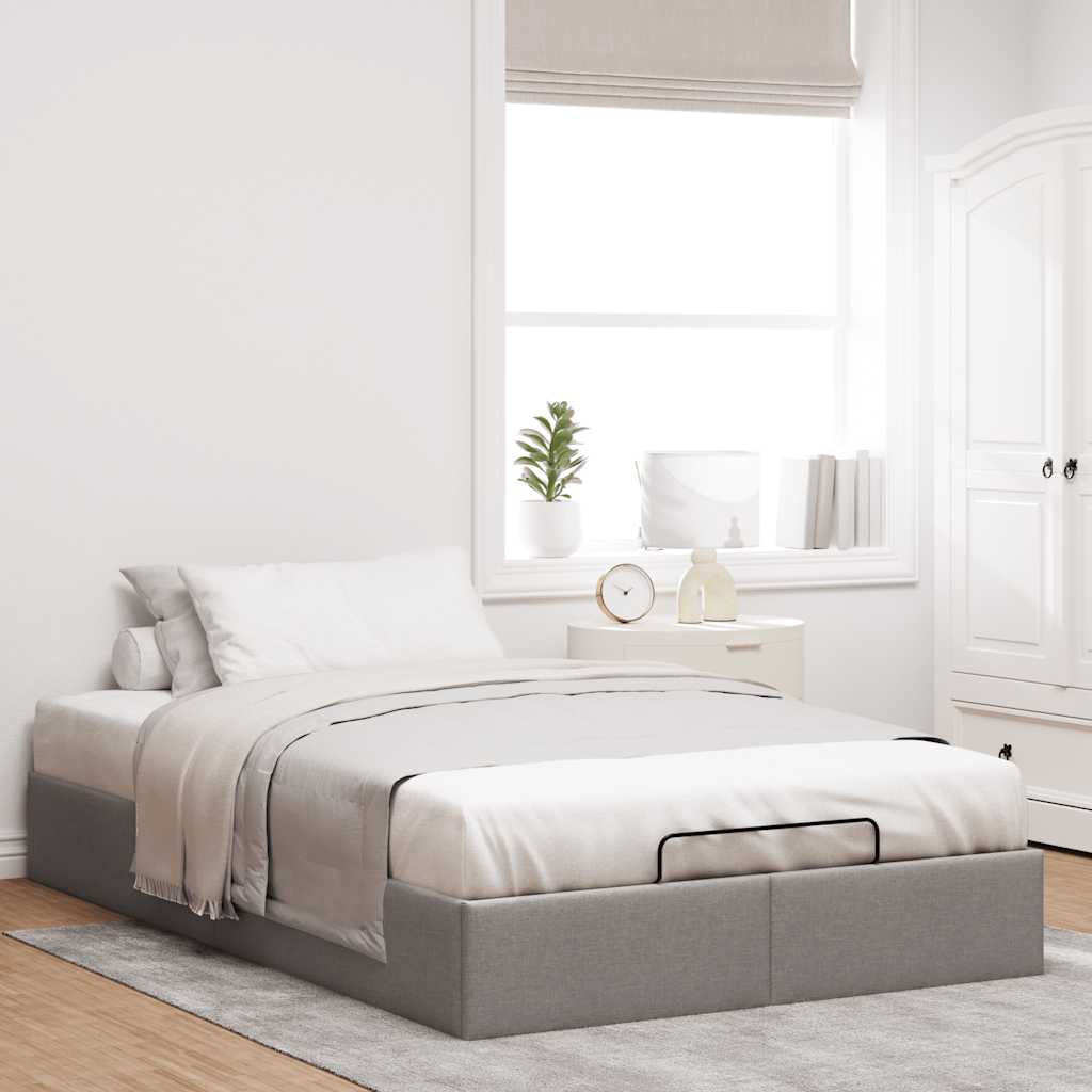 Struttura Letto Pouf senza Materasso Tortora 120x190 cm Tessuto
