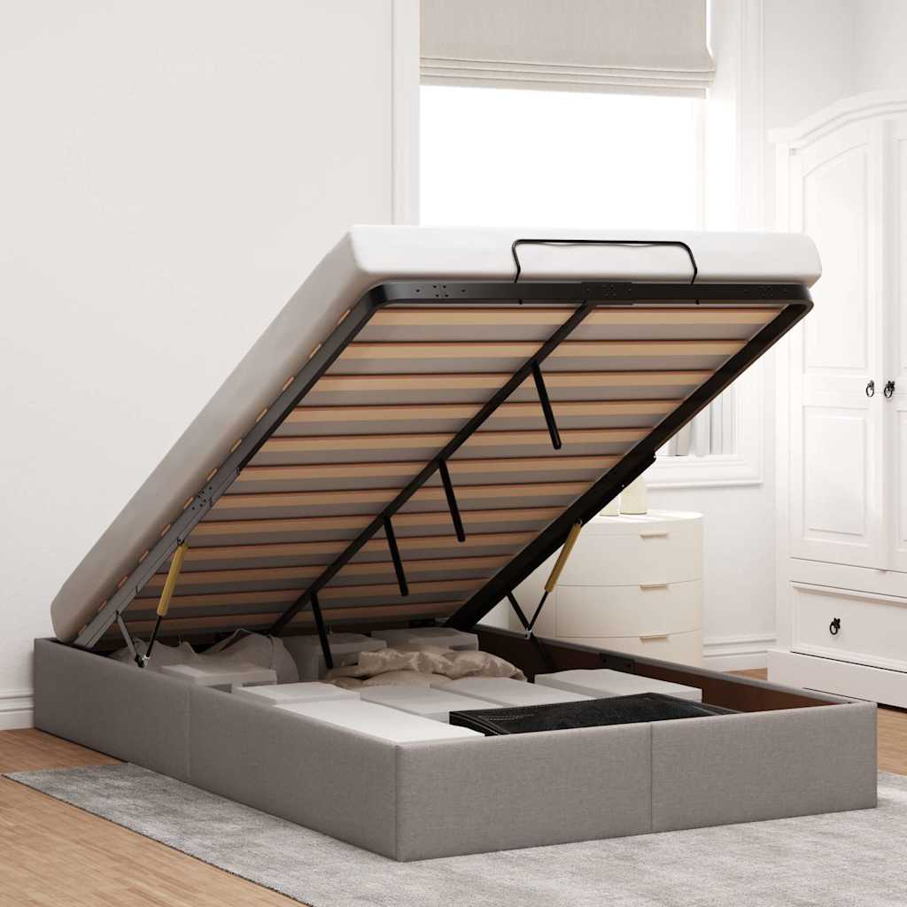 Struttura Letto Pouf senza Materasso Tortora 120x190 cm Tessuto