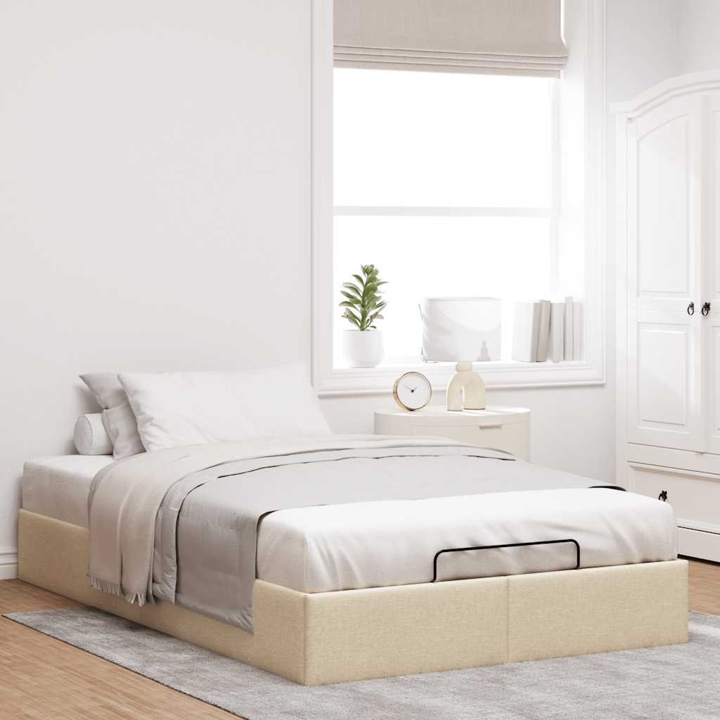 Struttura Letto Pouf senza Materasso Crema 120x190cm in Tessuto | homemem39