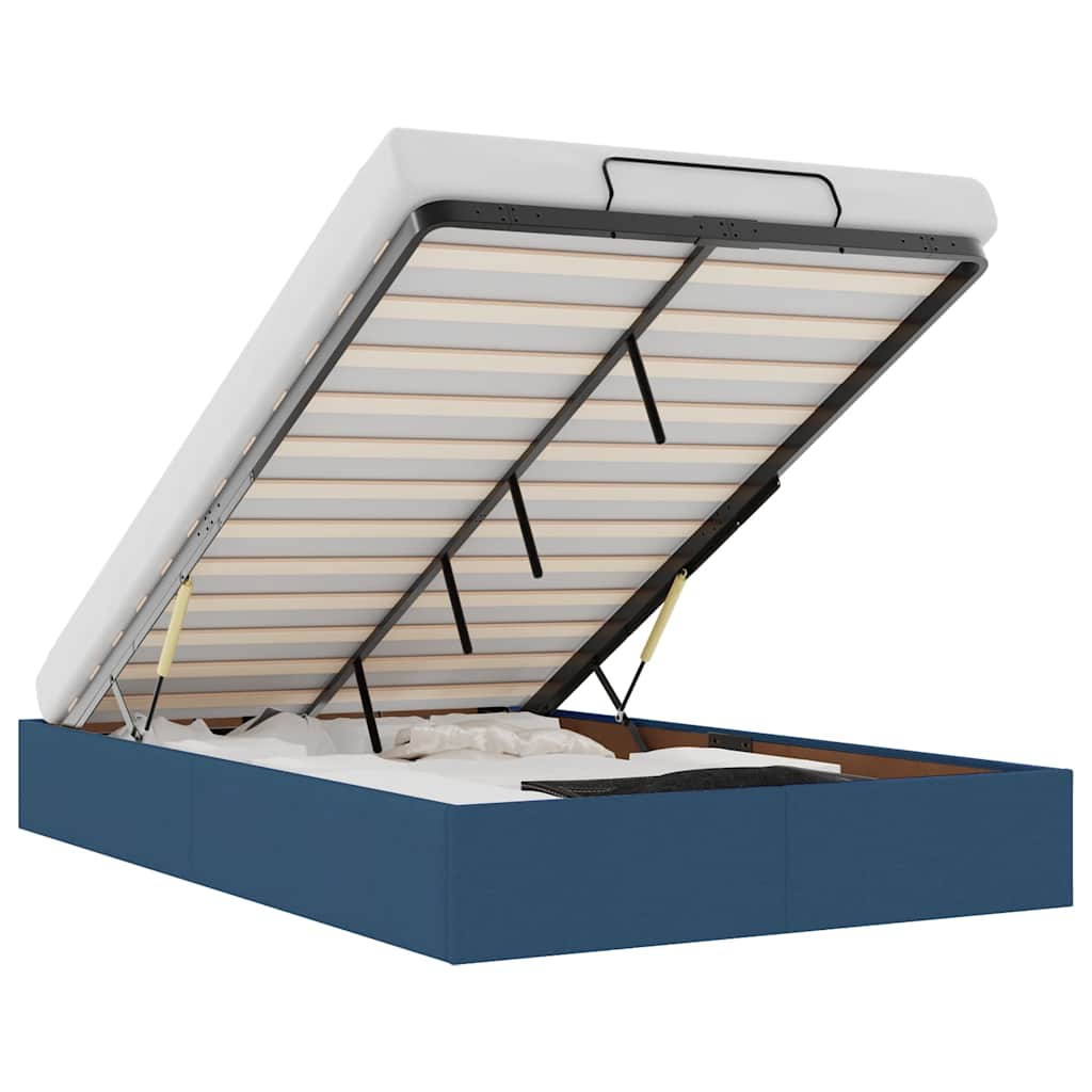 Struttura Letto Pouf senza Materasso Blu 120x190 cm in Tessuto