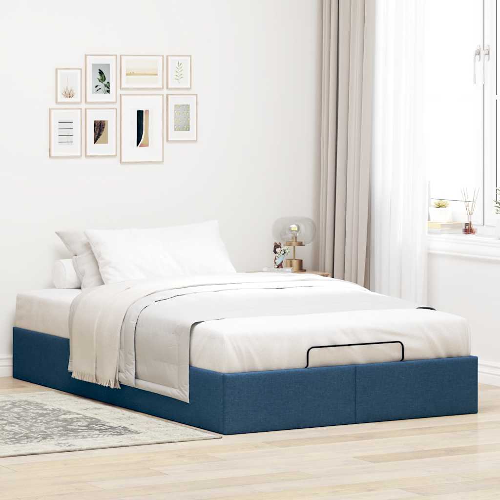 Struttura Letto Pouf senza Materasso Blu 120x190 cm in Tessuto