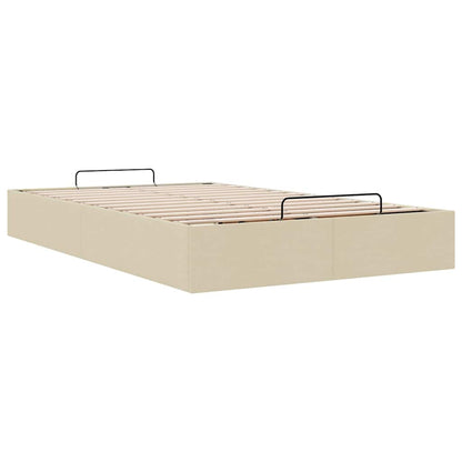 Struttura Letto Pouf senza Materasso Crema 120x200 cm Tessuto | homemem39
