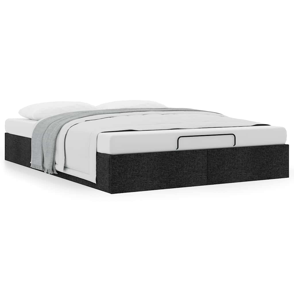 Struttura Letto Pouf senza Materasso Nero 140x190 cm in Tessuto