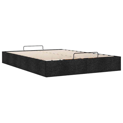 Struttura Letto Pouf senza Materasso Nero 140x190 cm in Tessuto