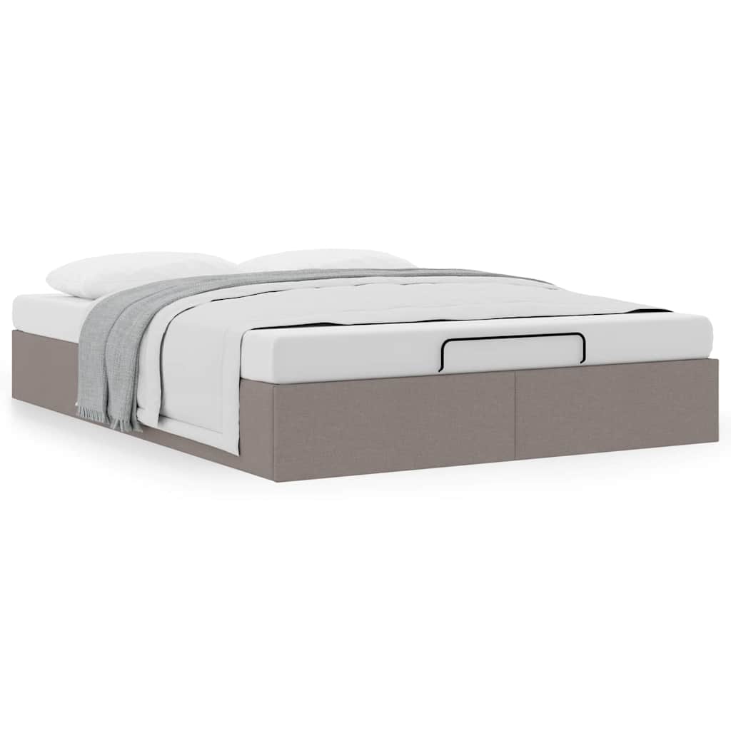 Struttura Letto Pouf senza Materasso Tortora 140x190 cm Tessuto