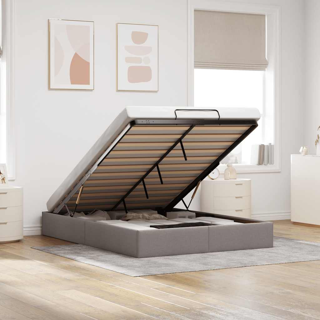 Struttura Letto Pouf senza Materasso Tortora 140x190 cm Tessuto | homemem39