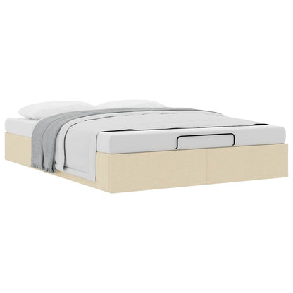 Struttura Letto Pouf senza Materasso Crema 140x190 cm Tessuto | homemem39
