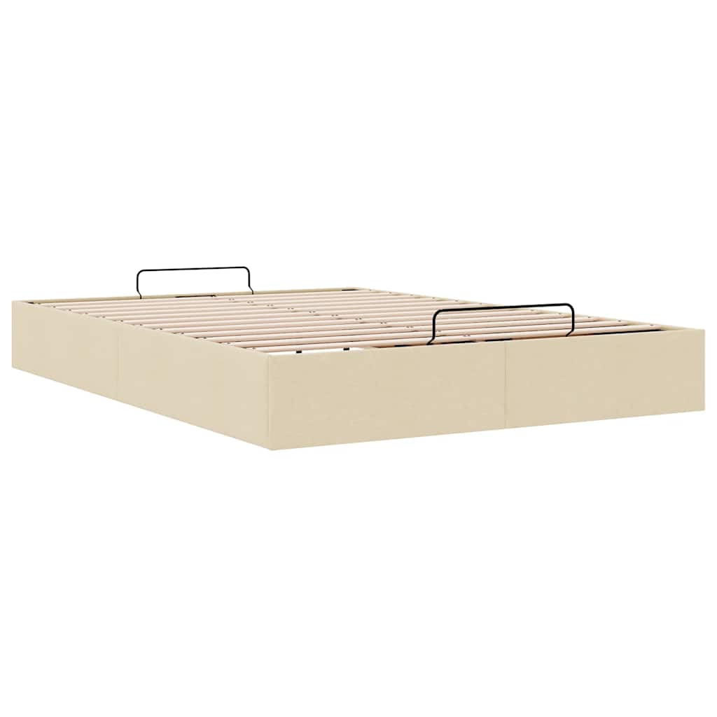 Struttura Letto Pouf senza Materasso Crema 140x190 cm Tessuto | homemem39