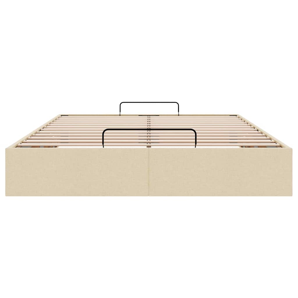Struttura Letto Pouf senza Materasso Crema 140x190 cm Tessuto | homemem39