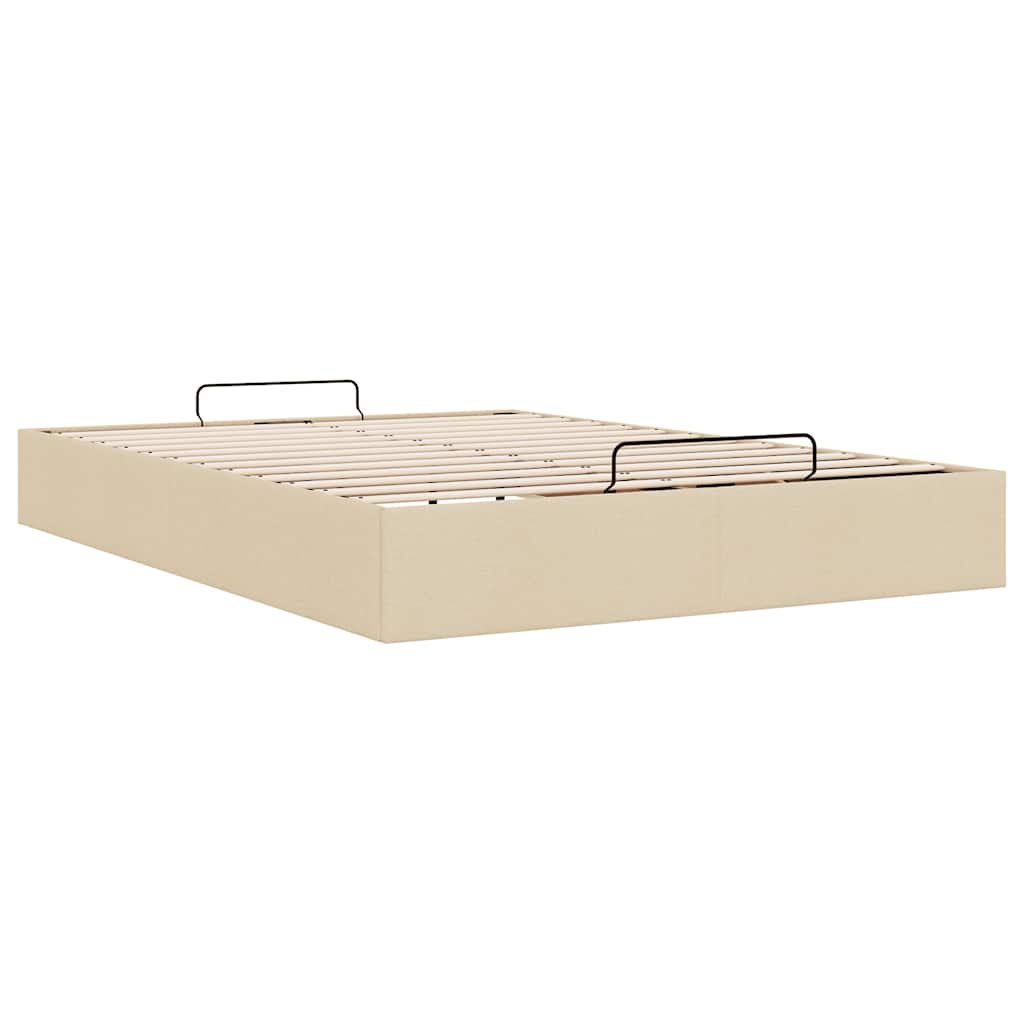 Struttura Letto Pouf senza Materasso Crema 140x190 cm Tessuto | homemem39