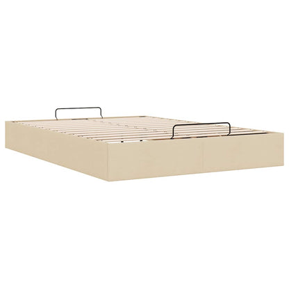Struttura Letto Pouf senza Materasso Crema 140x190 cm Tessuto | homemem39