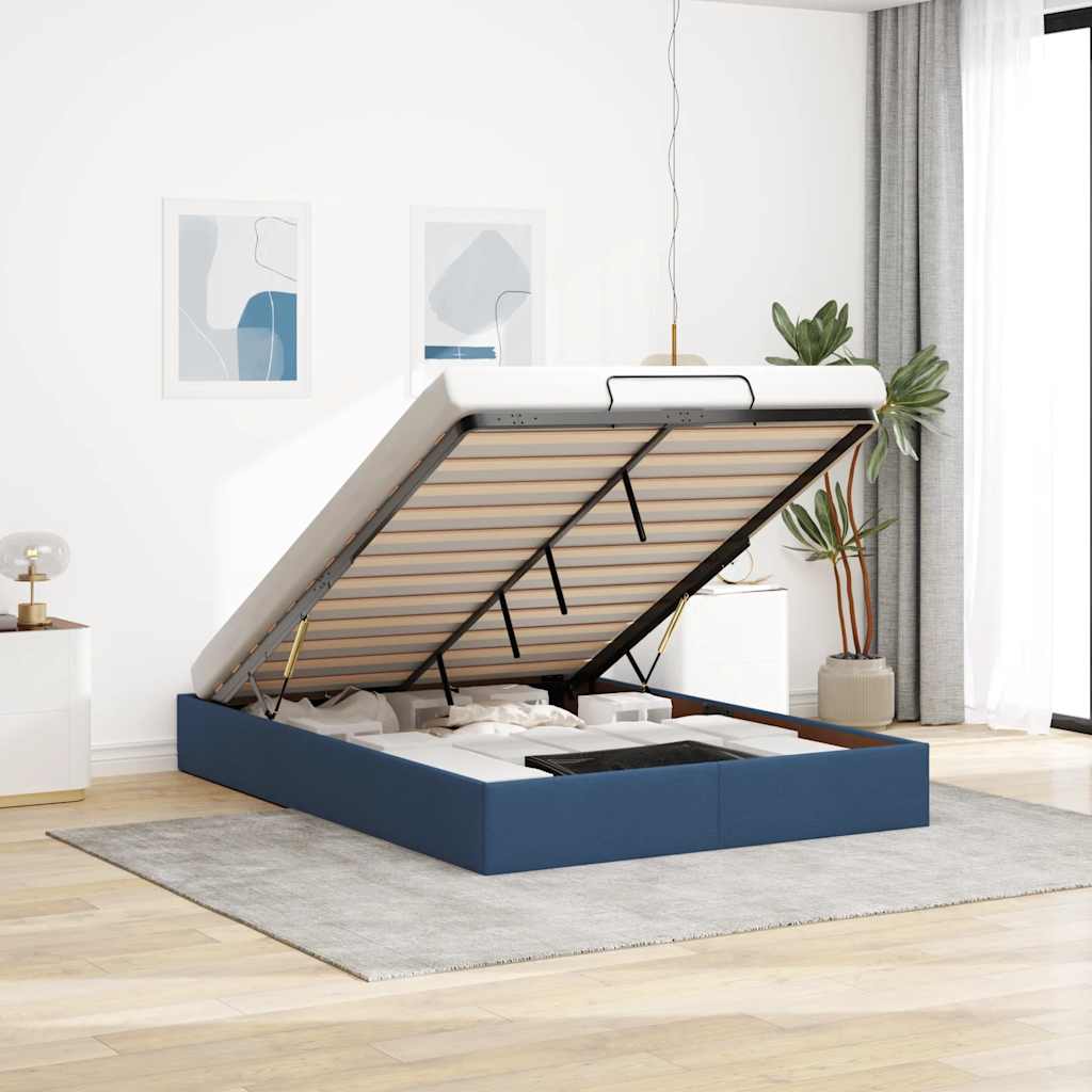 Struttura Letto Pouf senza Materasso Blu 140x190 cm in Tessuto | homemem39