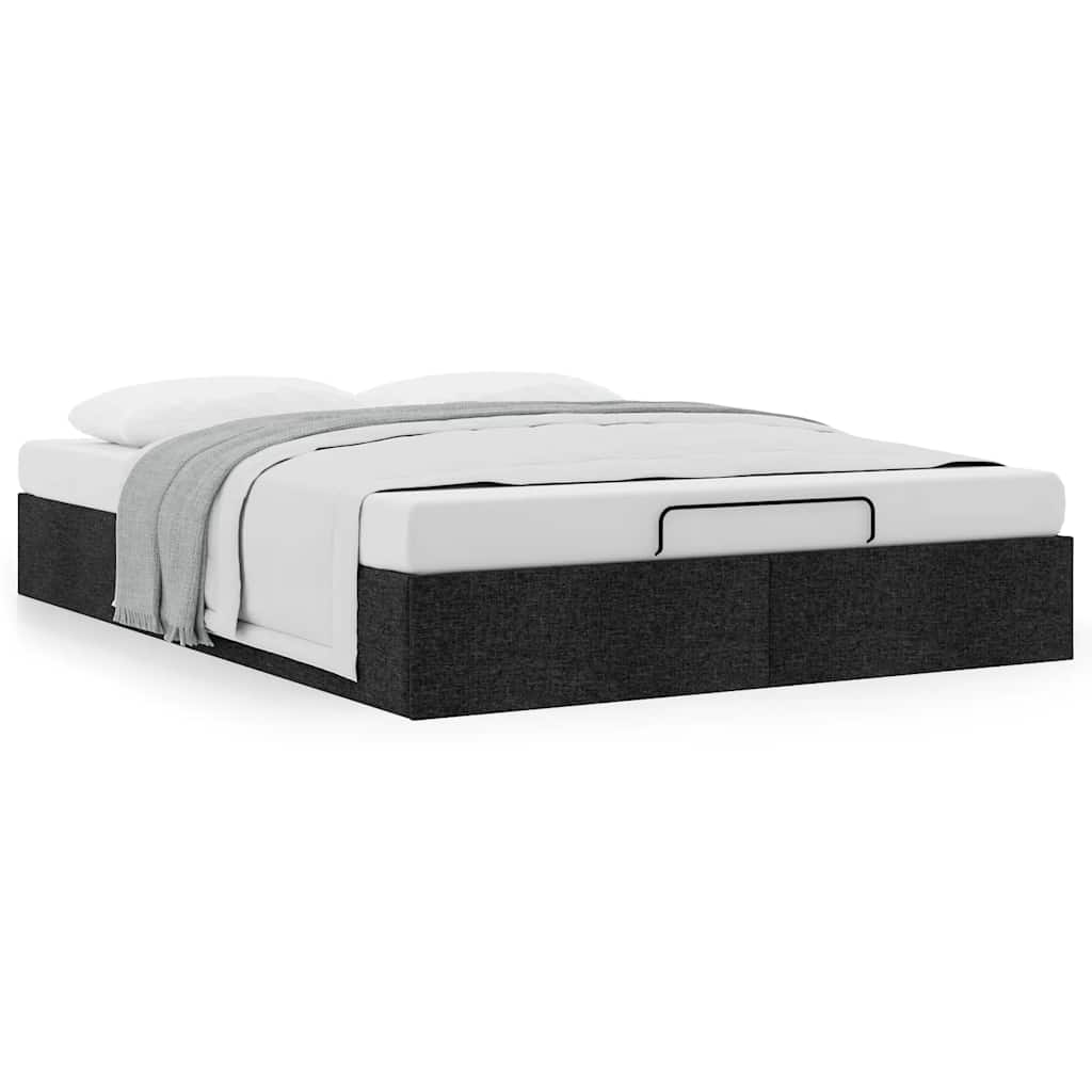 Struttura Letto Pouf senza Materasso Nero 140x200 cm in Tessuto