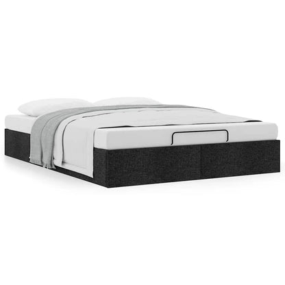 Struttura Letto Pouf senza Materasso Nero 140x200 cm in Tessuto