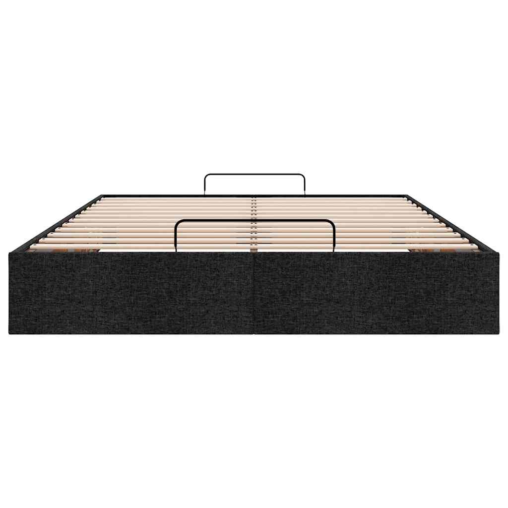 Struttura Letto Pouf senza Materasso Nero 140x200 cm in Tessuto