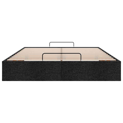 Struttura Letto Pouf senza Materasso Nero 140x200 cm in Tessuto