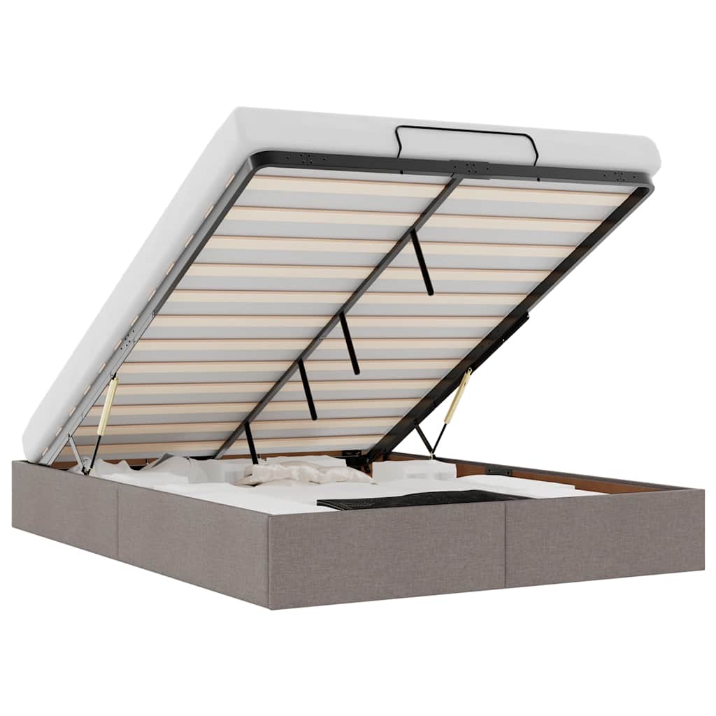 Struttura Letto Pouf senza Materasso Tortora 140x200cm Tessuto - homemem39