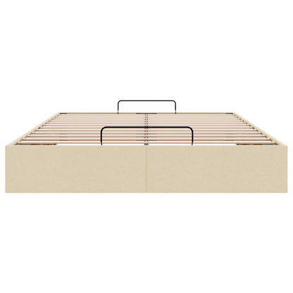 Struttura Letto Pouf senza Materasso Crema 140x200 cm Tessuto - homemem39