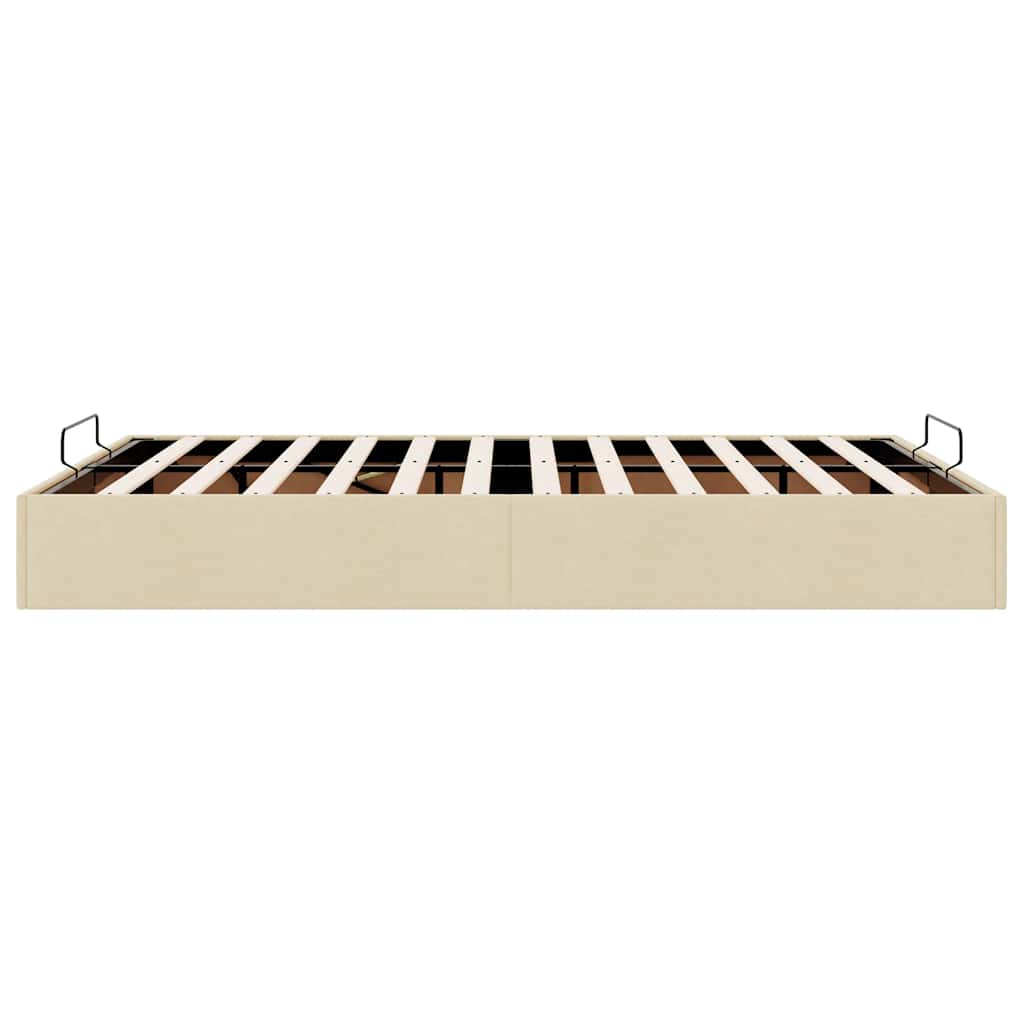Struttura Letto Pouf senza Materasso Crema 140x200 cm Tessuto