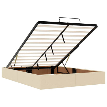 Struttura Letto Pouf senza Materasso Crema 140x200 cm Tessuto - homemem39