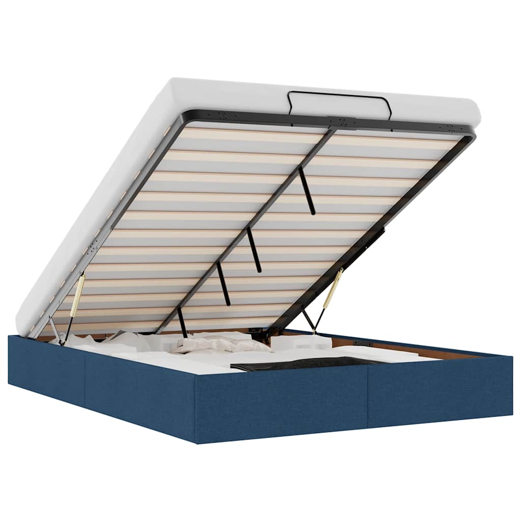 Struttura Letto Pouf senza Materasso Blu 140x200cm in Tessuto