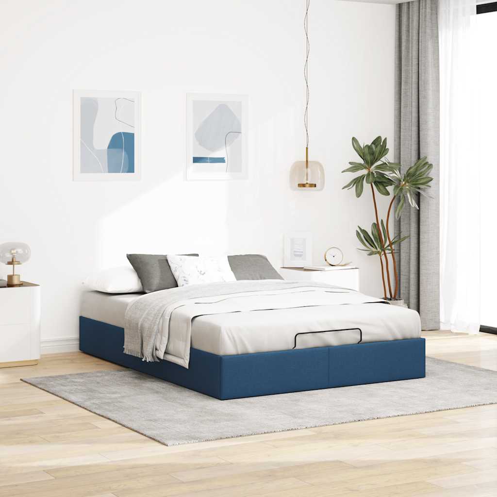 Struttura Letto Pouf senza Materasso Blu 140x200cm in Tessuto - homemem39