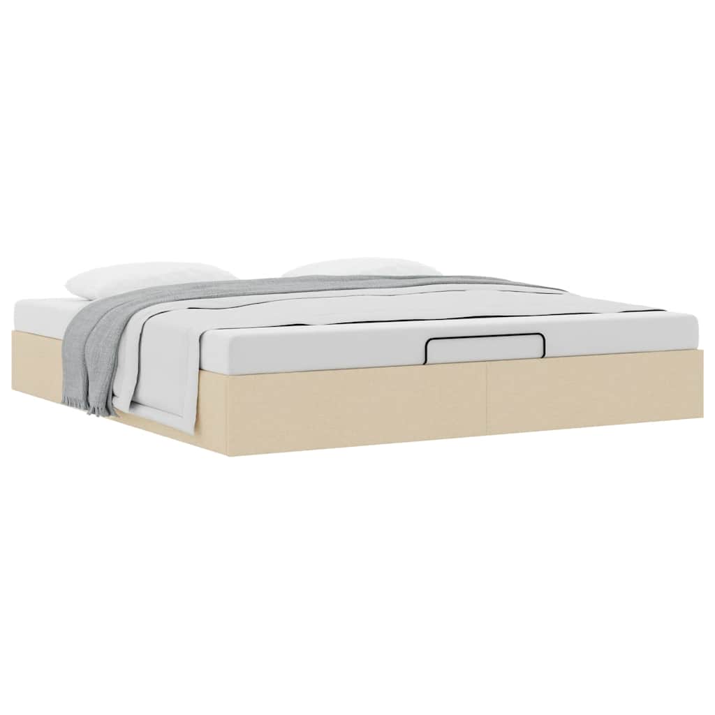 Struttura Letto Pouf senza Materasso Crema 160x200 cm Tessuto | homemem39