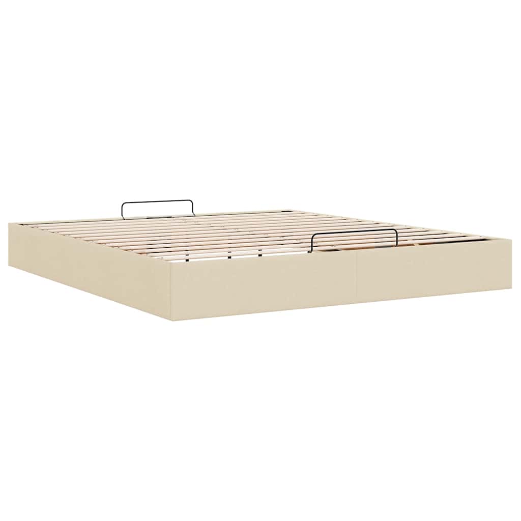 Struttura Letto Pouf senza Materasso Crema 160x200 cm Tessuto | homemem39