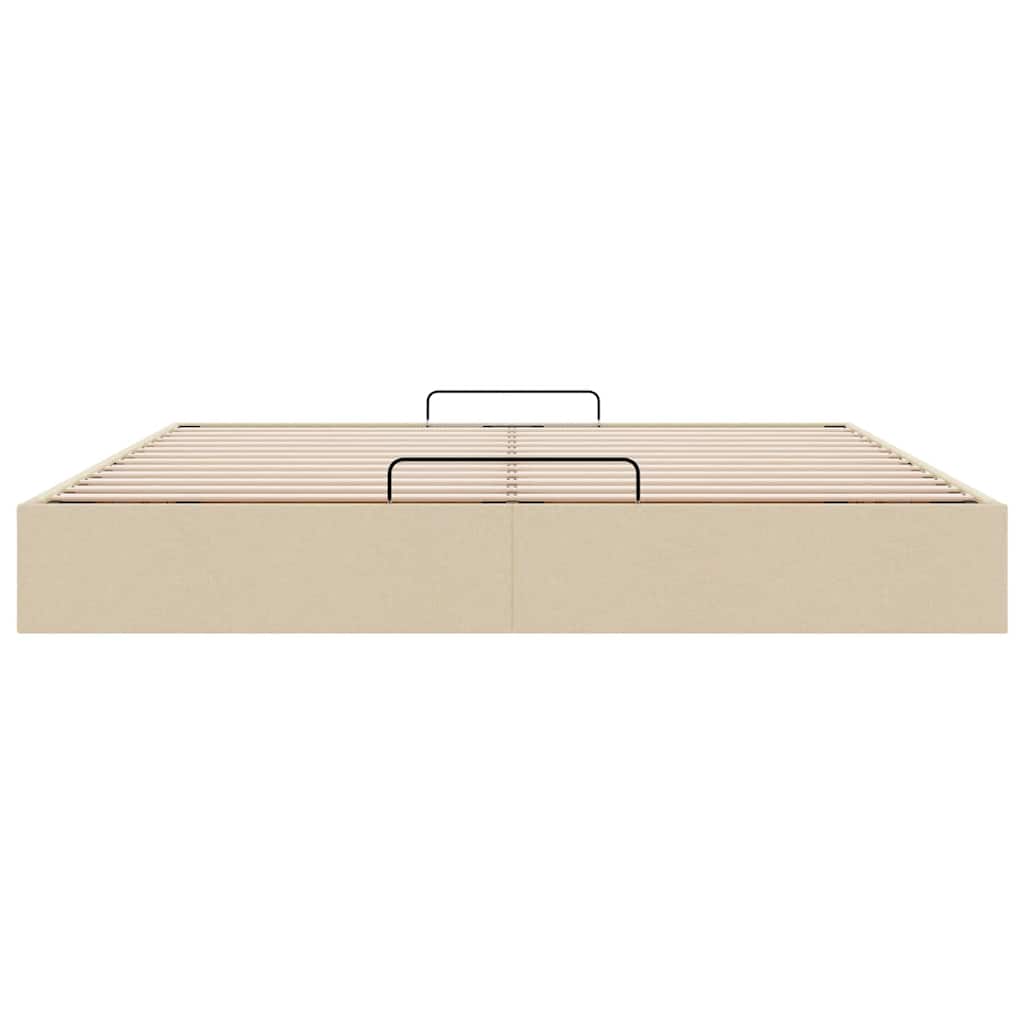 Struttura Letto Pouf senza Materasso Crema 160x200 cm Tessuto | homemem39