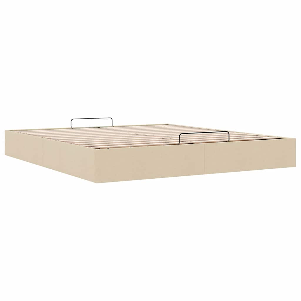 Struttura Letto Pouf senza Materasso Crema 160x200 cm Tessuto | homemem39