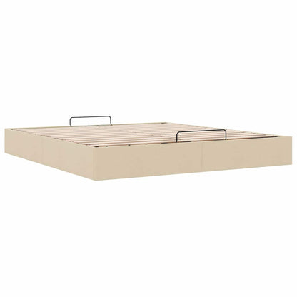 Struttura Letto Pouf senza Materasso Crema 160x200 cm Tessuto | homemem39
