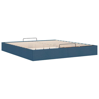 Struttura Letto Pouf senza Materasso Blu 160x200 cm in Tessuto