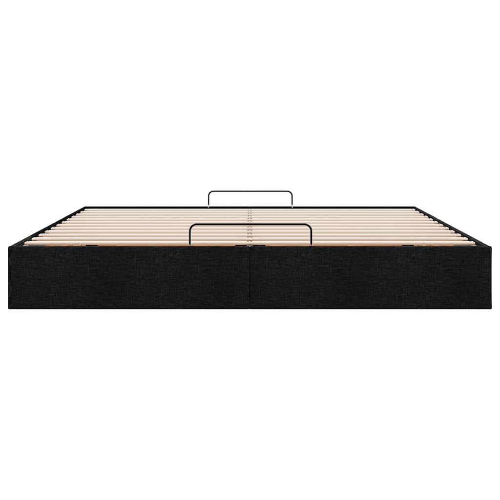 Struttura Letto Pouf senza Materasso Nero 180x200 cm in Tessuto