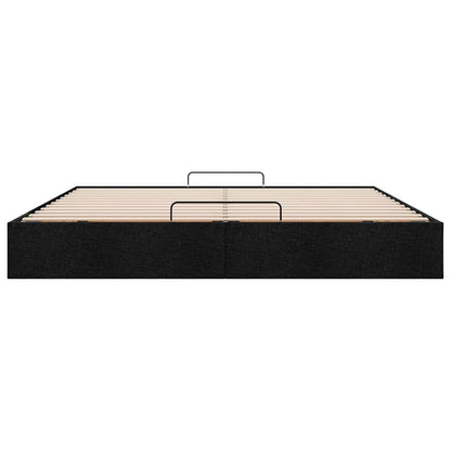 Struttura Letto Pouf senza Materasso Nero 180x200 cm in Tessuto