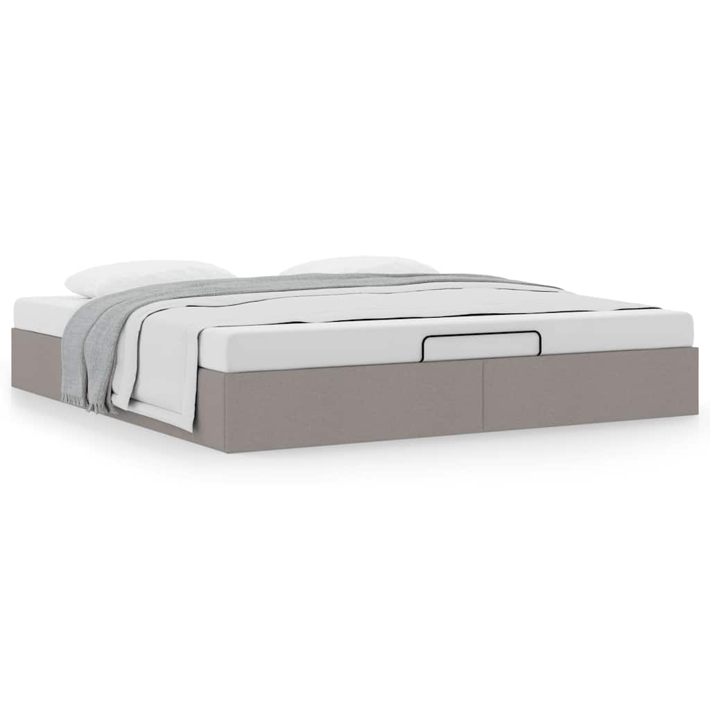 Struttura Letto Pouf senza Materasso Tortora 180x200 cm Tessuto