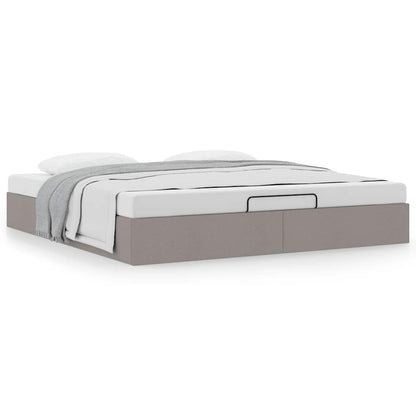 Struttura Letto Pouf senza Materasso Tortora 180x200 cm Tessuto