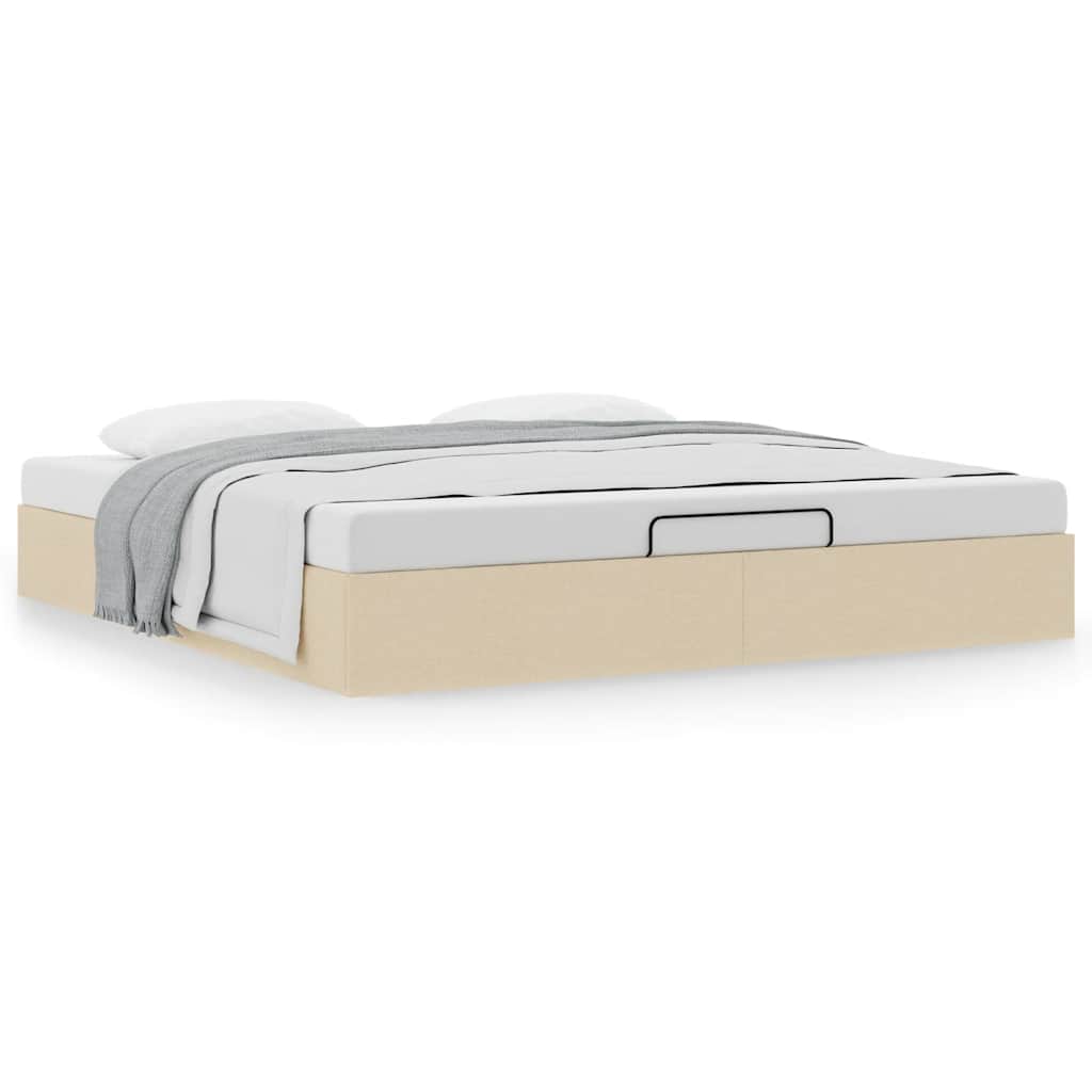 Struttura Letto Pouf senza Materasso Crema 180x200 cm Tessuto