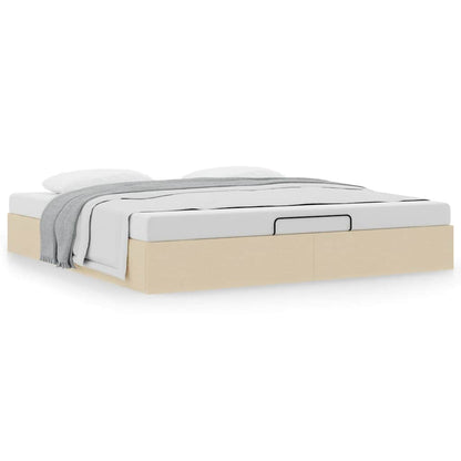 Struttura Letto Pouf senza Materasso Crema 180x200 cm Tessuto