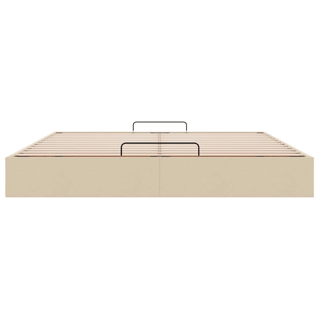 Struttura Letto Pouf senza Materasso Crema 180x200 cm Tessuto