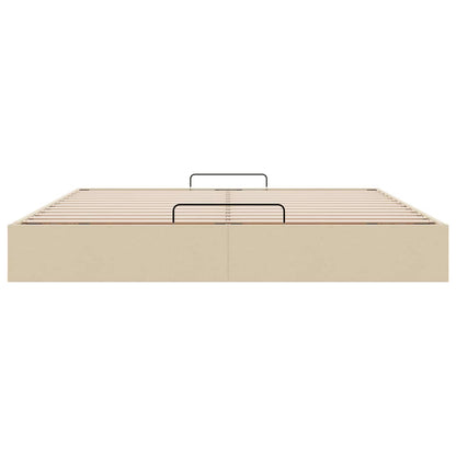 Struttura Letto Pouf senza Materasso Crema 180x200 cm Tessuto
