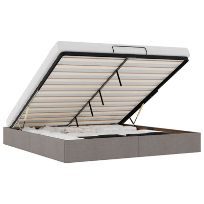 Struttura Letto Pouf senza Materasso Tortora 200x200 cm Tessuto