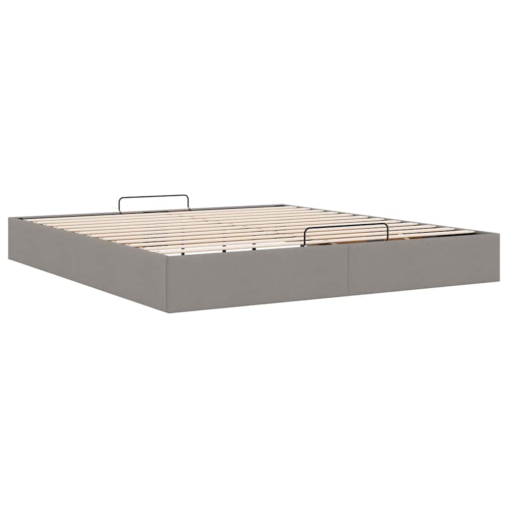 Struttura Letto Pouf senza Materasso Tortora 200x200 cm Tessuto