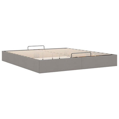 Struttura Letto Pouf senza Materasso Tortora 200x200 cm Tessuto